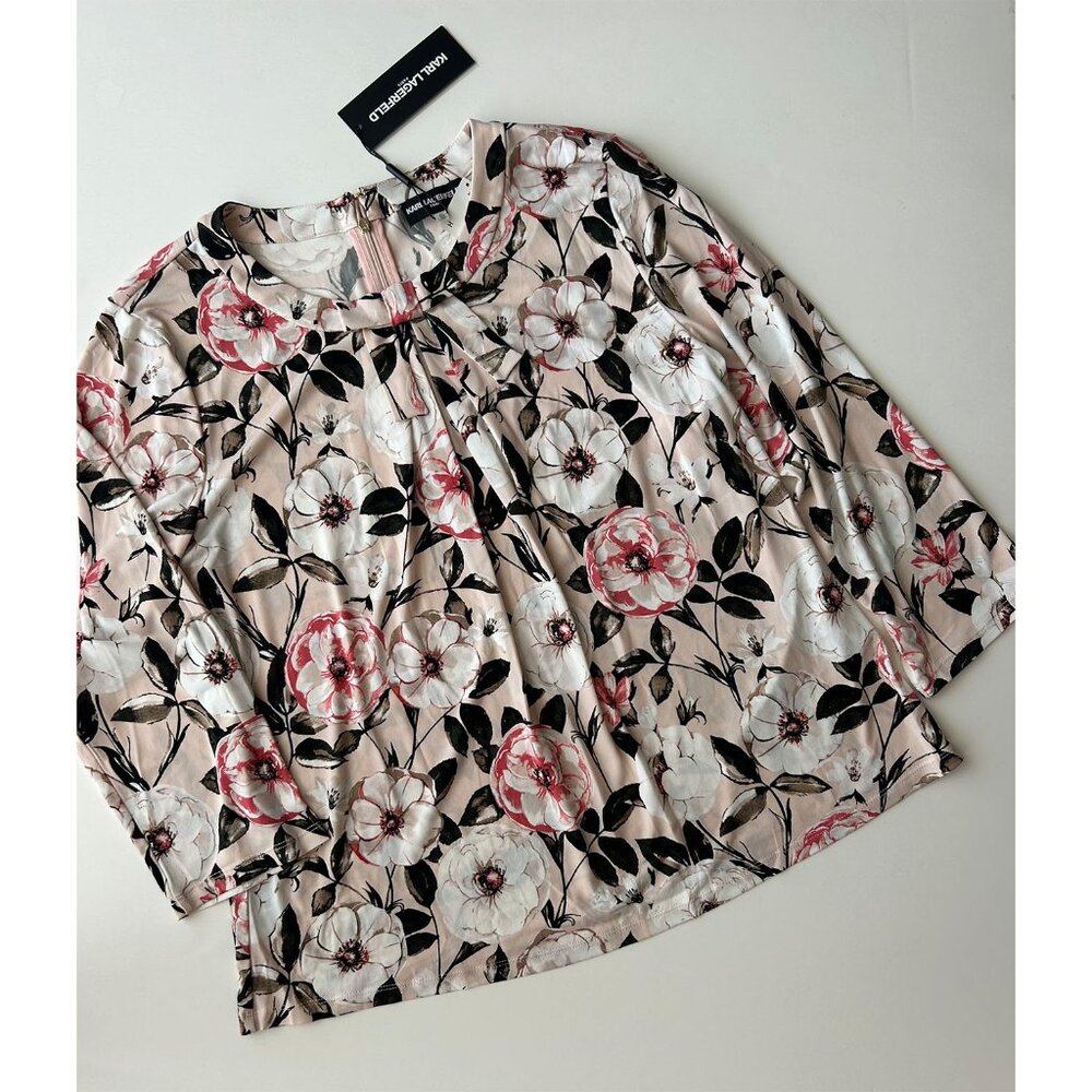 Karl Lagerfeld NWT Blush Pink Floral Blouse